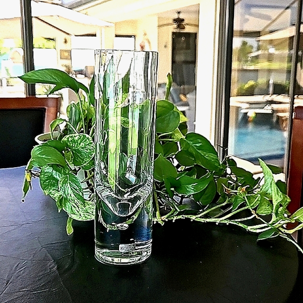 Kosta Vase Large Handblown with Unique Suspended Bubble